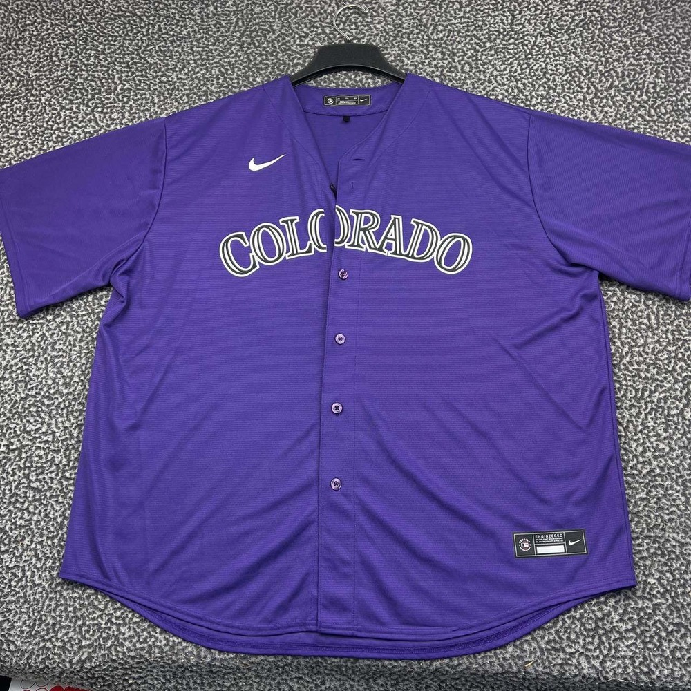 Nike Colorado Rockies MLB Jersey Shirt Men 3XL Purple Button Up Short Sleeve